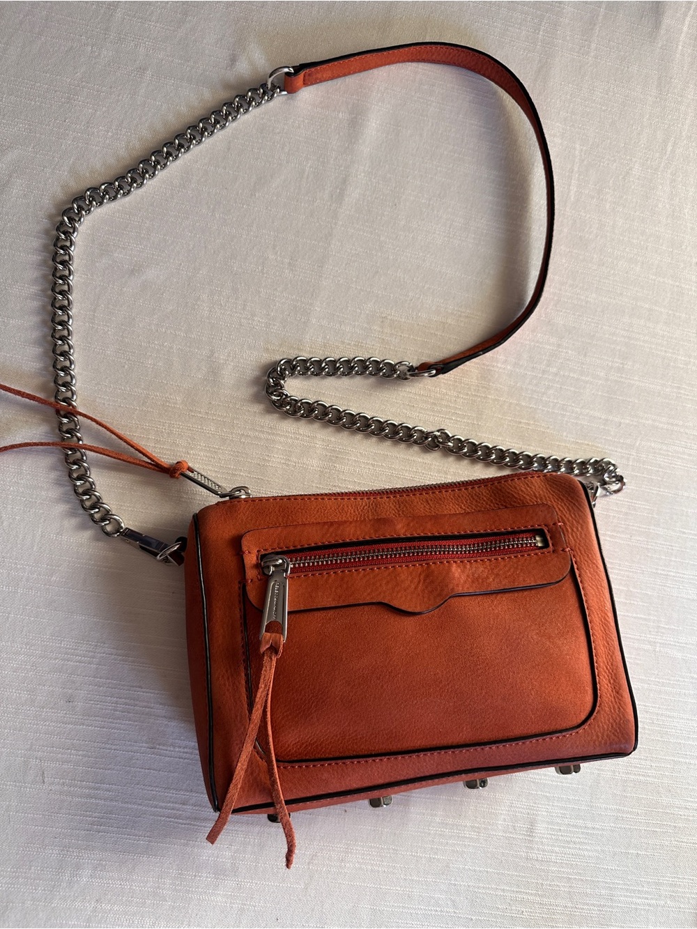 REBECCA MINKOFF SUEDE AVERY CROSSBODY BAG | BURNT ORANGE / RUST